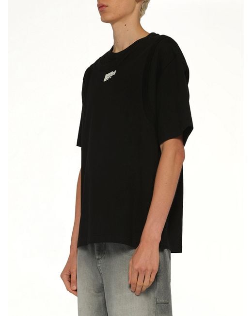 Feng Chen Wang Black Deconstructed T-Shirt for men