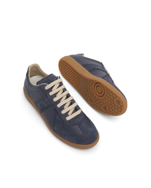 Maison Margiela Blue Replica Leather Sneakers, , 100% Cotton for men