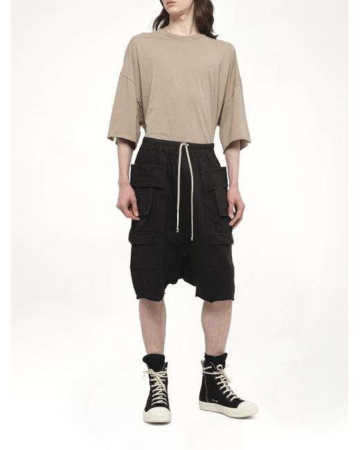 Rick Owens Black Creatch Cargo Pods, 100% Cotton for men