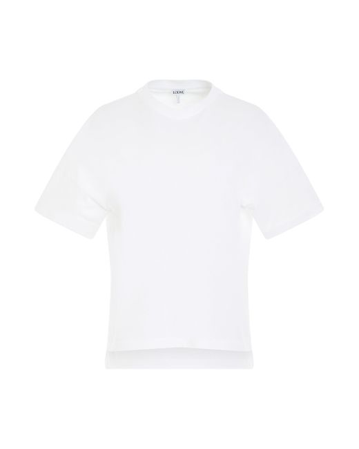 Loewe White Anagram Boxy Fit T-Shirt, Short Sleeves, , 100% Cotton