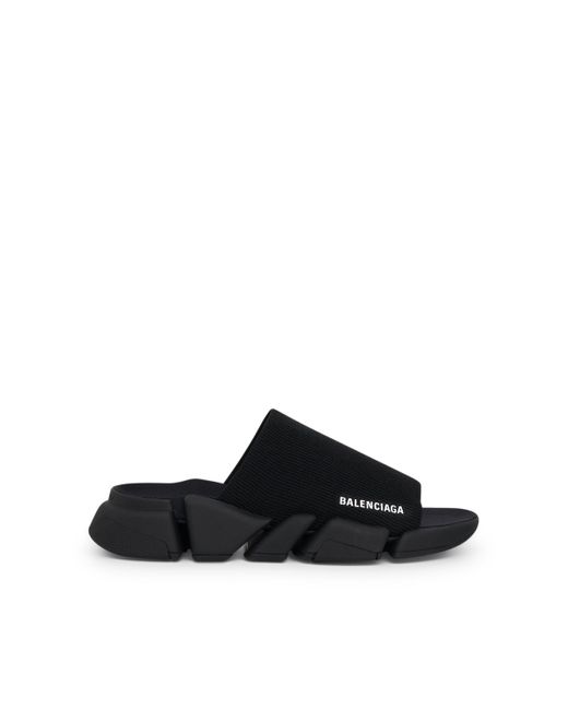 Balenciaga Black Speed 2.0 Recycled Knit Slide Sandals, , 100% Rubber for men