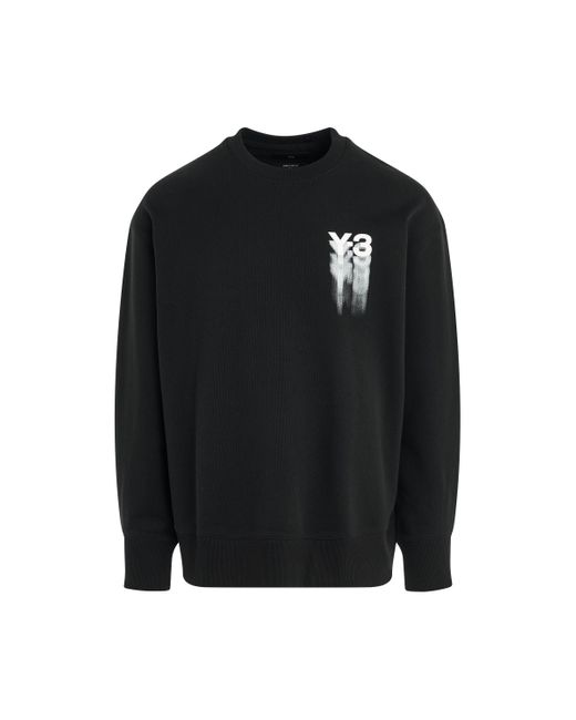 Y-3 Black Blurry Logo Sweatshirt, Long Sleeves, , 100% Organic Cotton, Size: Medium for men