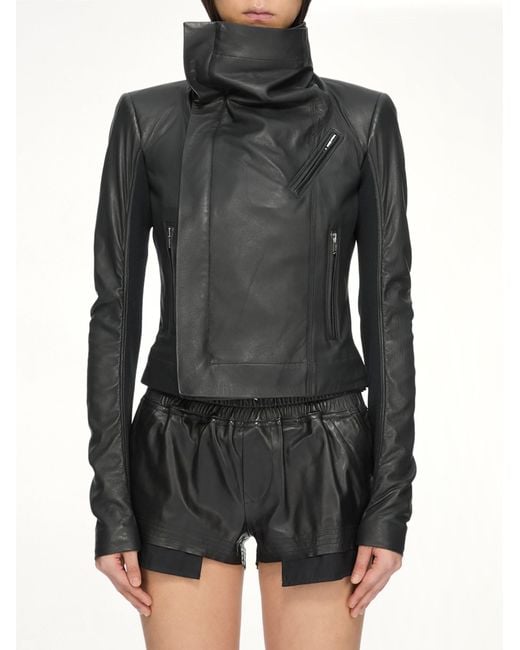 Rick Owens Black Lamb Leather Classic Biker
