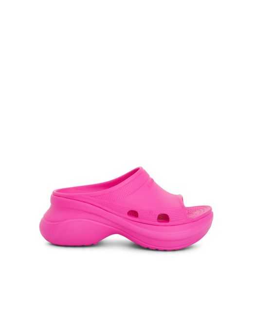 Balenciaga Pink Crocs Pool Slide Sandals, , 100% Rubber