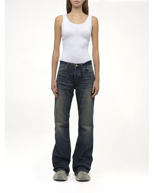 Balenciaga Blue Straight Fit Denim Pants, 100% Cotton, Size: Small