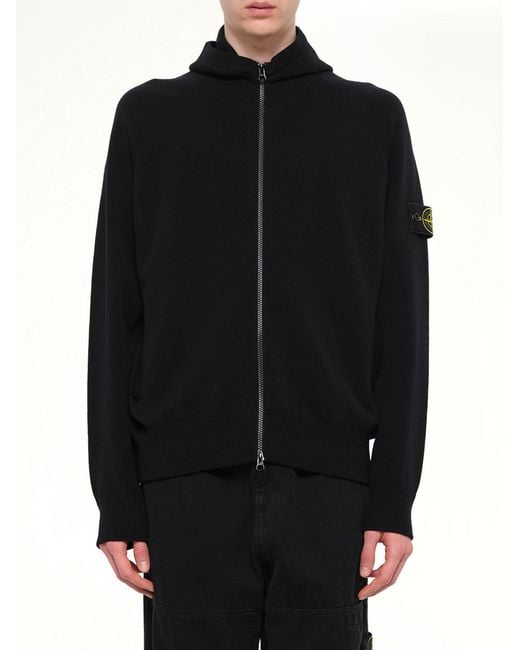 Stone Island Black 5100062 Wool Hoodie for men