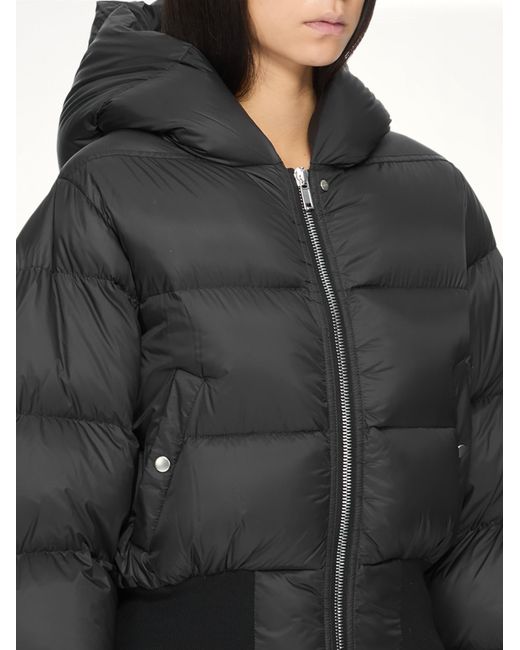 Rick Owens Black Cinched Hooded Jacket