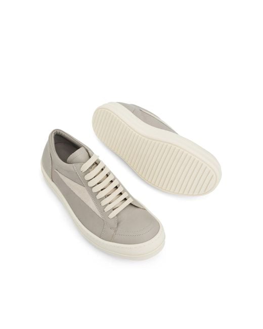 Rick Owens White Vintage Leather Sneakers, , 100% Rubber