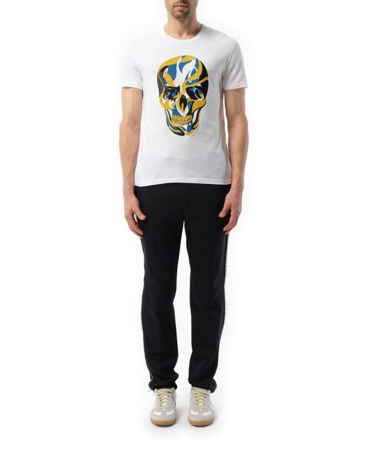 Alexander McQueen White Abstract Skull T-Shirt, Size: Medium for men
