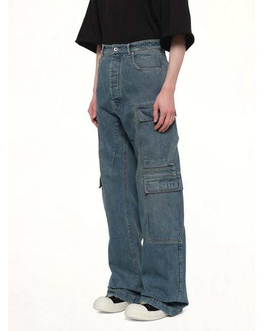 Rick Owens Blue Double Cargo Jeans for men
