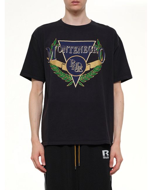 Rhude Black Montenegro Regatta T-Shirt for men