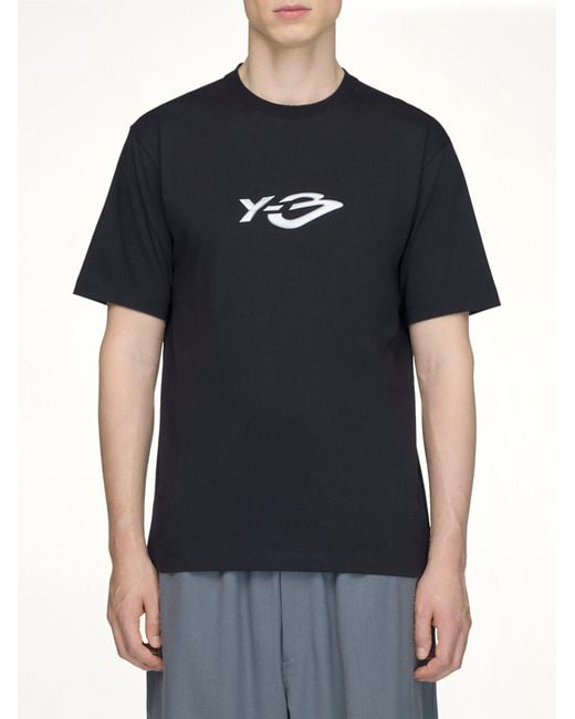 Y-3 Black Liquid Logo Ls T-Shirt for men