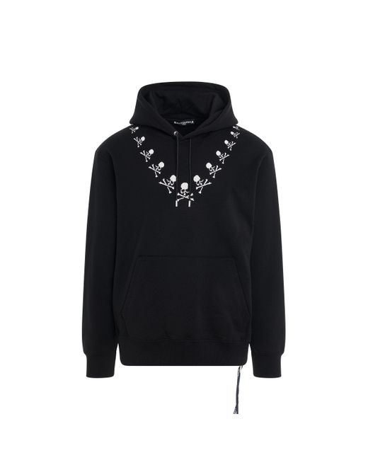 Mastermind Japan Black 'Round Embroidered Skull Hoodie, Long Sleeves, , 100% Cotton, Size: Small for men