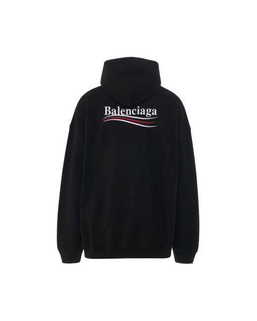 Balenciaga Black Embroidered Political Campaign Oversized Hoodie, Long Sleeves, , 100% Cotton for men