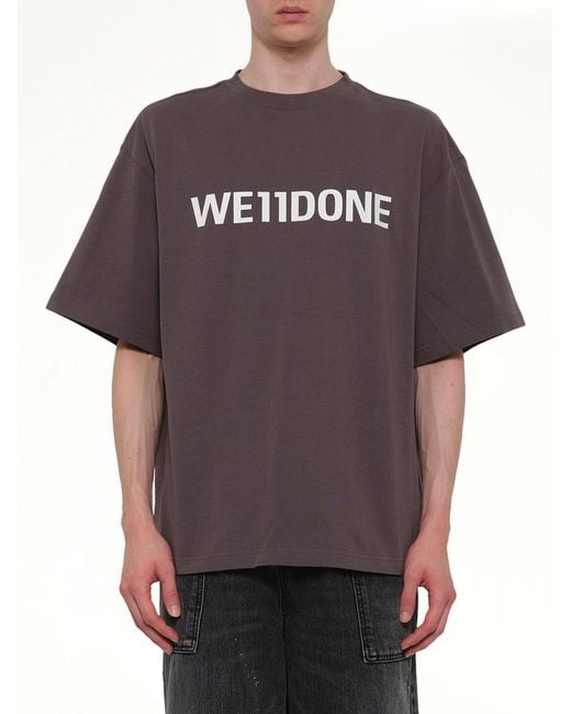 we11done Black Basic Logo Large T-Shirt for men