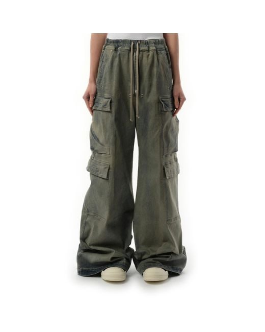 Rick Owens Green Double Cargo Cotton Pants