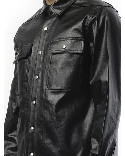 Rick Owens Black Denim Outershirt, 100% Cotton for men