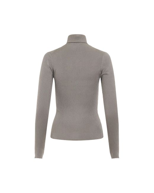 Balenciaga Gray Long Sleeve Fitted Rib Knit Turtleneck, , 100% Polyester, Size: Medium