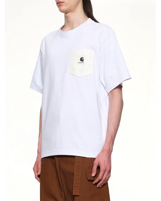 Sacai White Carhartt Wip Cotton Jersey T-Shirt for men