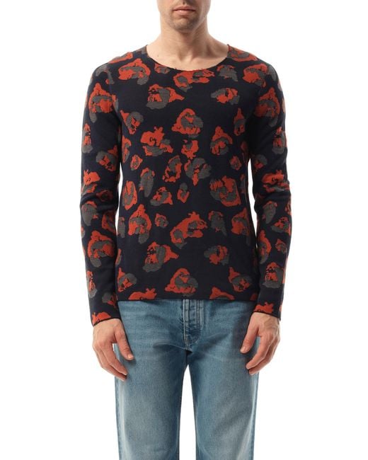 Lanvin Blue Leopard Jacq Raw Sweatshirter, Long Sleeves, Size: Small for men