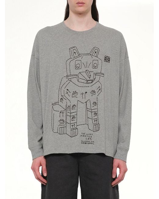 Loewe Gray Louis Wain Long Sleeve T-Shirt for men