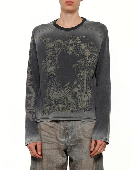 DIESEL Gray T-Jori-A Ls T-Shirt for men