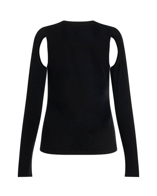 Helmut Lang Black Cut Out Sweater, Round Neck, Long Sleeves, 100% Cotton, Size: Medium