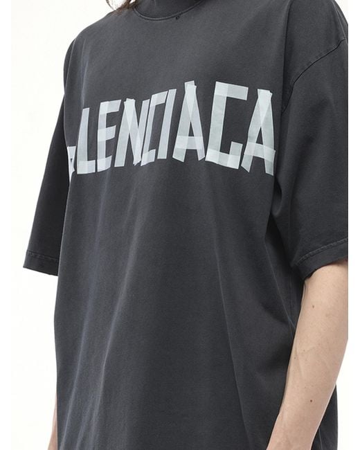 Balenciaga Black Tape Type Medium Fit T-Shirt, Short Sleeves, 100% Cotton for men
