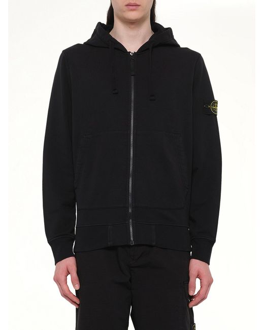 Stone Island Black 6100061 Cotton Fleece Hoodie for men