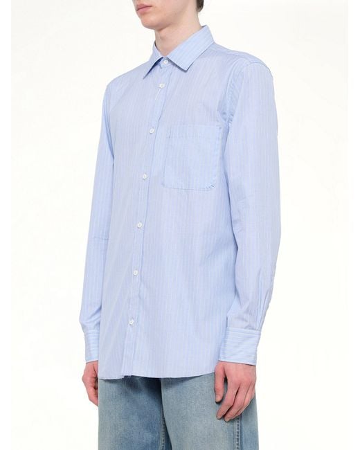 Maison Margiela Blue Stripe Long Sleeve Shirt for men