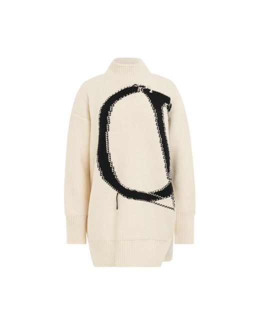 Off-White c/o Virgil Abloh Natural Ow Maxi Logo Turtleneck Knitwear, , 100% Wool