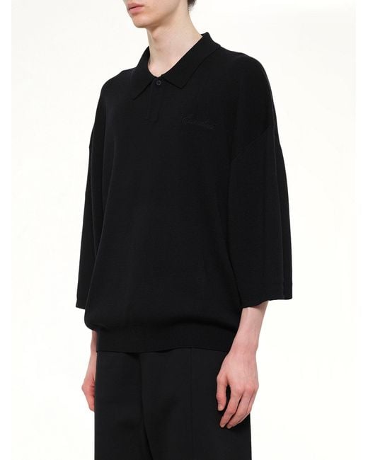 Fear Of God Black Signature 3/4 Sleeve 90's Knit Polo for men