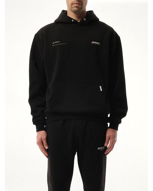 Represent Black Patron of the Club Cotton Hoodie for men