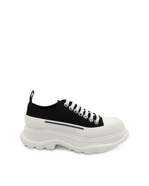 Alexander McQueen White Tread Slick Canvas Lace-Up Shoes, 100% Polyester