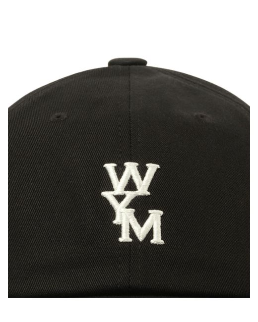 Wooyoungmi Black Wym Embroidery Cap, 100% Cotton for men