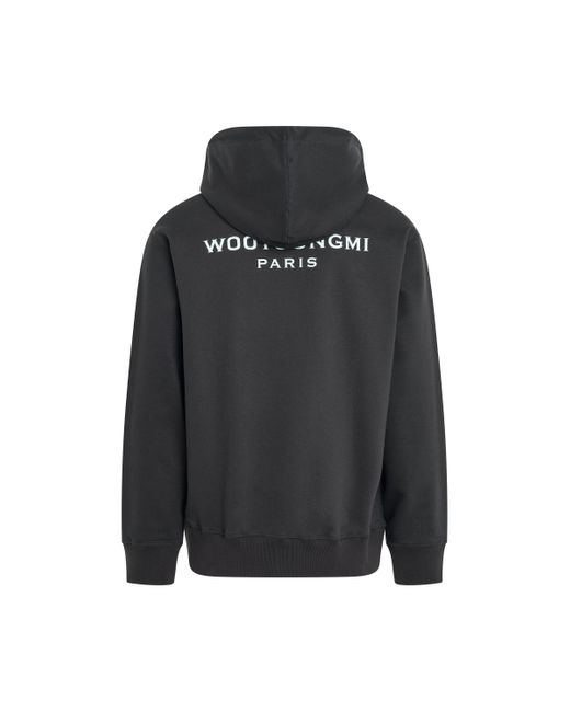 Wooyoungmi Black Wym Logo Embroidered Hoodie, Long Sleeves, , 100% Cotton for men