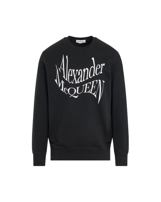 Alexander McQueen Black 'Warped Logo Sweatshirt, Long Sleeves, , 100% Cotton, Size: Small for men