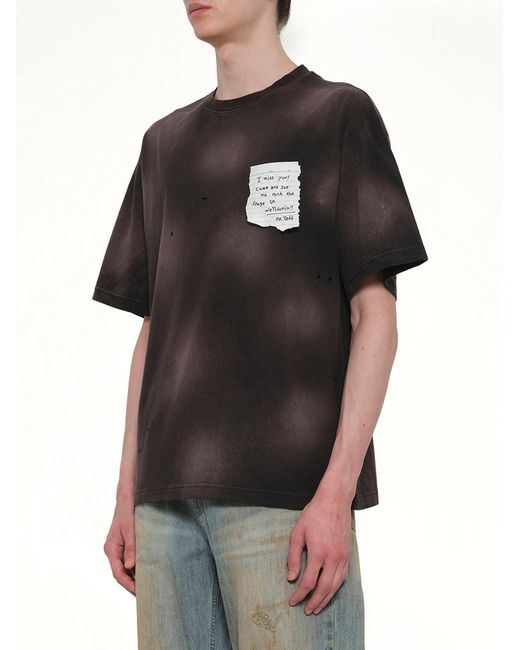 we11done Black Paper Note Grunge T-Shirt for men