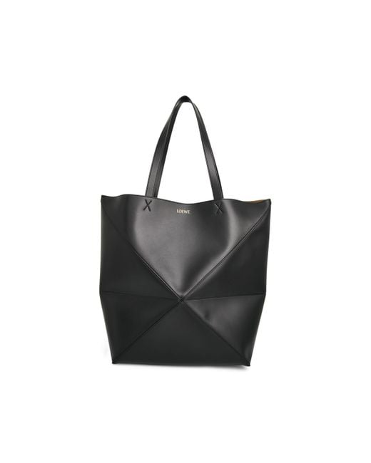 Loewe Black Large Fold Puzzle Tote Bag, , 100% Shiny Calf