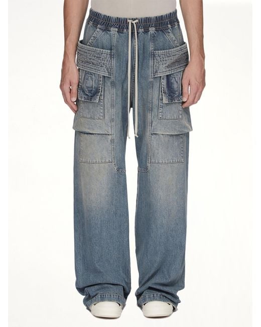 Rick Owens Blue Creatch Wide Cargo Drawstring for men