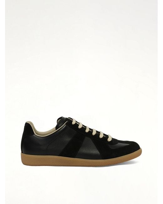 Maison Margiela Black Replica Leather Sneakers for men