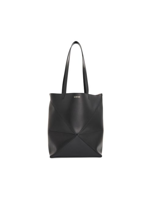 Loewe Black Medium Puzzle Fold Tote Bag, , 100% Shiny Calfskin