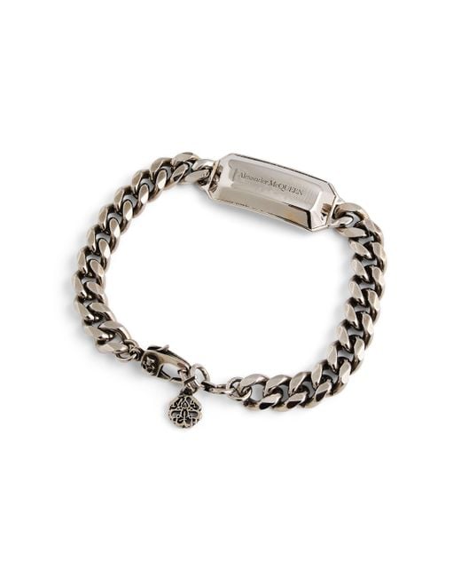 Alexander McQueen Metallic Chain Medallion Bracelet, , 100% Brass for men