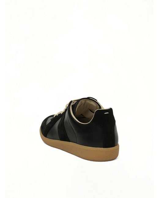 Maison Margiela Black Replica Leather Sneakers for men