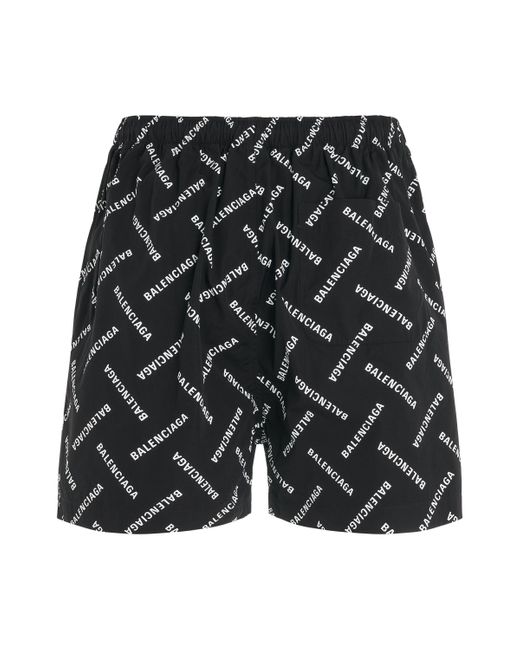 Balenciaga Black All-Over Logo Pyjama Shorts, /, 100% Cotton for men