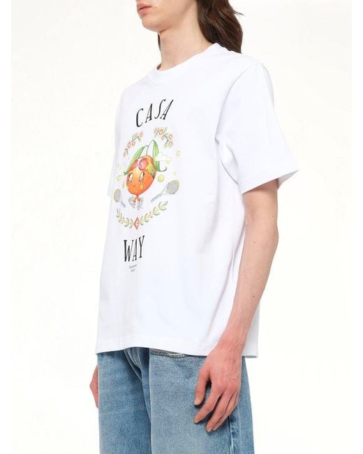 Casablanca White Casa Way Kawaii Printed T-Shirt for men