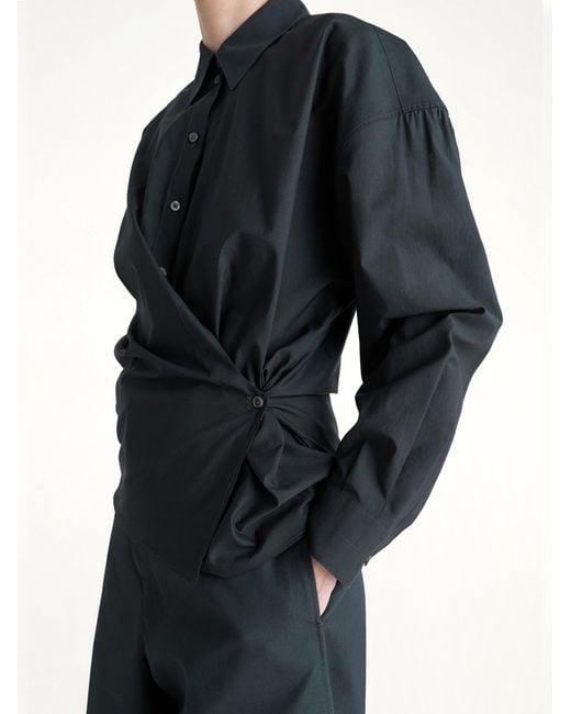 Lemaire Black Straight Collar Twisted Shirt