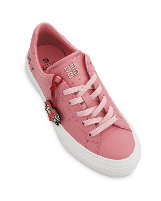 Givenchy Pink Disney Oswald Tag City Sport Sneakers, Bright, 100% Calfskin Leather