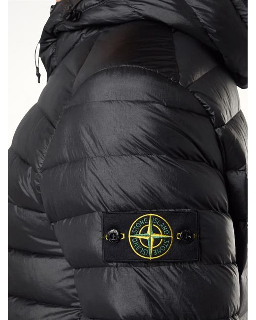 Stone Island Black Lightweight Hooded Down Jacket for men