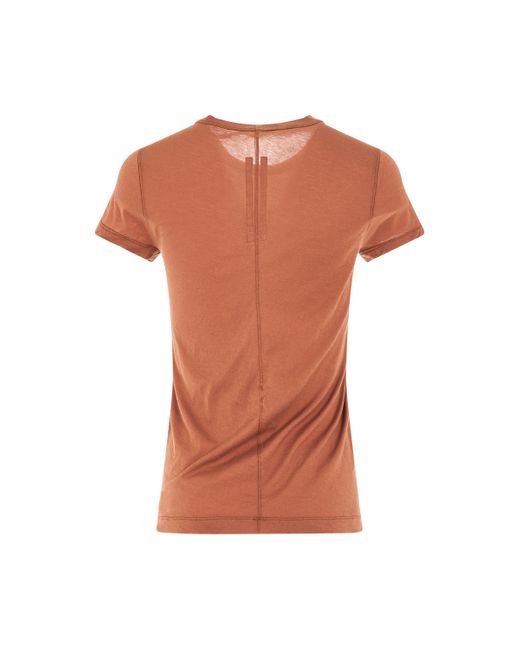 Rick Owens Orange Cropped Level T-Shirt, Round Neck, Short Sleeves, Henna, 100% Cotton